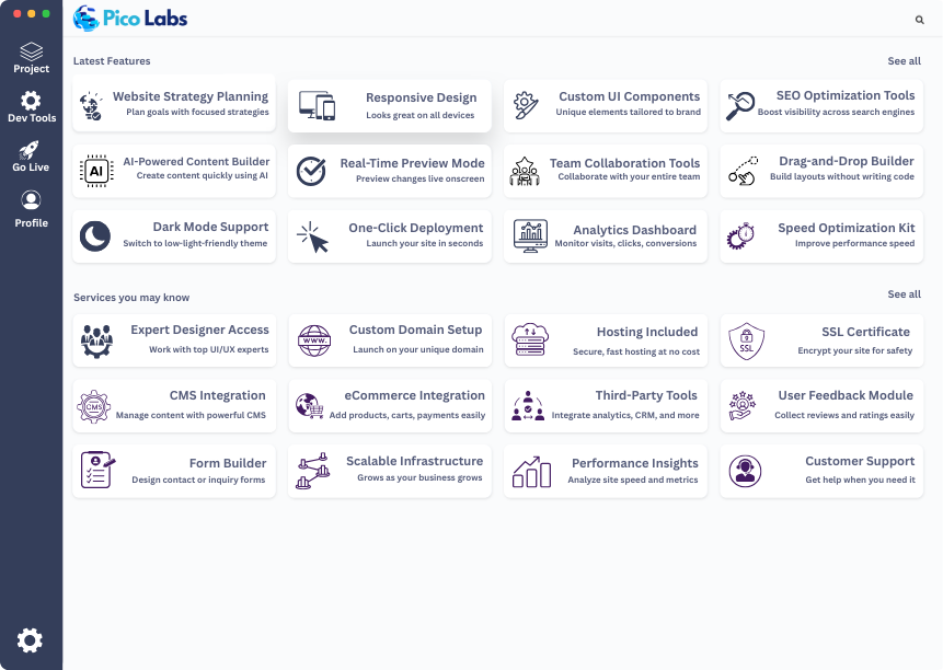 Website Development Dashboard